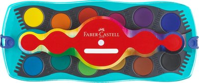Connector turquoise Waterverfdoos Faber-Castell 12 kleuren +1 tube wit