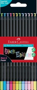 12 x Neon en Pastelkleuren Black Edition kleurpotloden Faber-Castell