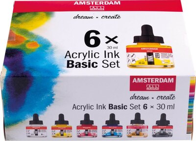 Basic set Acryl Inkt Amsterdam  6 x 30 ML