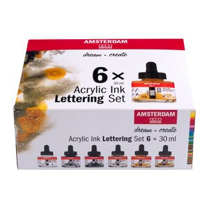 Lettering set Acryl Inkt Amsterdam 6 x 30 ML
