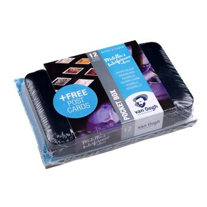 12 napjes Specialty kleuren Van Gogh Aquarelverf pocket box + gratis postcards zwart