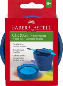 Blauwe vouwbare watercup / waterbeker Faber-Castell Clic&Go 