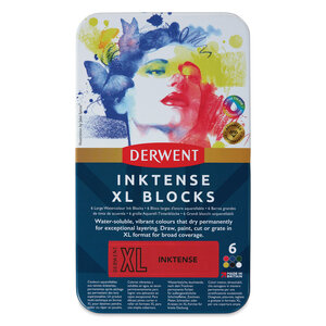 Derwent Inktense XL Blocks set in metalen etui met 6 kleuren