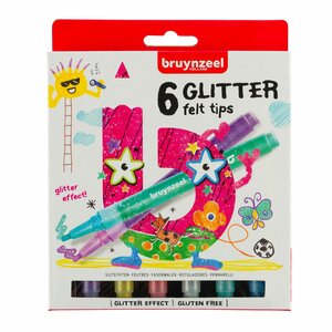6 x Bruynzeel Kids Glitter viltstiften set
