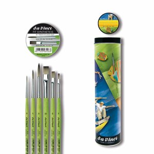 6 delige set da Vinci synthethische penselen in geschenkblik Fit for school