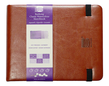 120 x 160 mm 300 grams Hot Pressed Grain Satine Glad Baohong Classic 100 % katoen aquarelpapier Sketchbook 24 vellen