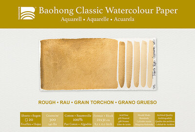 210 x 310 mm 4-zijdig verlijmd 300 grams Rough Grain Torchon Ruw Baohong Classic 100 % katoen aquarelpapier Blok 20 vel
