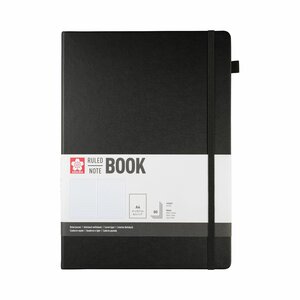 A4 notitieboek, 80 vellen gelijnd papier, zwarte harde kaft – Sakura