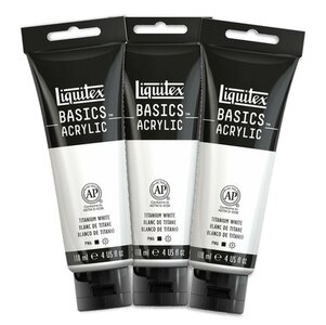 3 x Titanium White Basics Acrylverf van Liquitex 118 ml Kleur 432