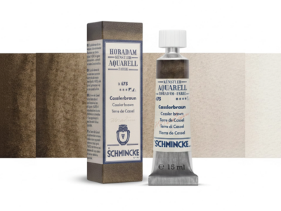 5 ml tube Schmincke Horadam Aquarel in de limited edition retro kleur 675 Cassler Brown.  Alt-tekst afbeelding 2: Uitgestreken 