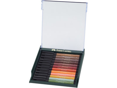 Pitt Artist Pen Brush Faber-Castell Tekenstiften 12-delige set aarde kleuren (Brush) Assorti Kleuren