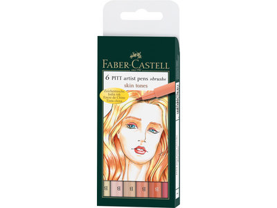 Pitt Artist Pen Brush Faber-Castell Tekenstiften 6-delig etui Skintones (Brush) Assorti Kleuren