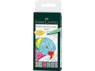 Pitt Artist Pen Brush Faber-Castell Tekenstiften 6-delig etui Pastel (Brush) Assorti Kleuren