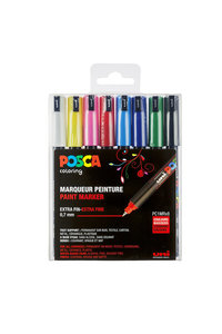 Uni Posca Marker (extra fijn) Pen set van 16 markers Uitgebreid assortiment PC-1MR