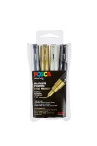 Uni Posca Marker (extra fijn) set van 4 markers, Metalic assortiment  PC-1MC