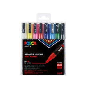 Uni Posca Marker (fijn) set van 8 markers Basis kleuren PC-3M