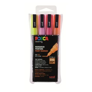 Uni Posca Marker (fijn) set van 4 markers Glitter kleuren licht