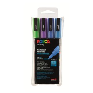 Uni Posca Marker (fijn) set van 4 markers Glitter kleuren donker