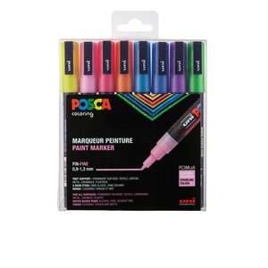 Uni Posca Marker (fijn) set van 8 markers Uitgebreid assortiment Glitter
