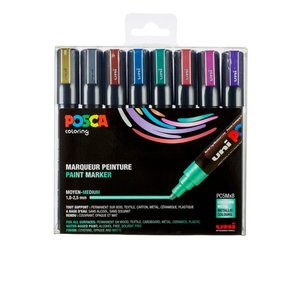 Uni Posca Marker (medium) set van 8 markers Basis set 'Metallic kleuren' PC-5M