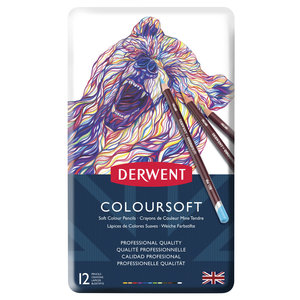 Derwent Coloursoft Set 12 kleurpotloden in metalen etui