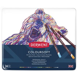Derwent Coloursoft Set 24 kleurpotloden in metalen etui
