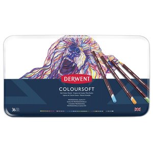 Derwent Coloursoft Set 36 kleurpotloden in metalen etui