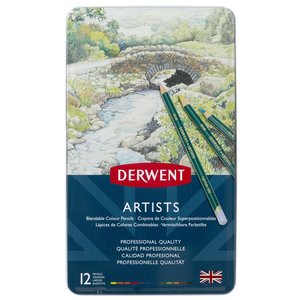 Derwent Artists Set 12 kleurpotloden in metalen etui