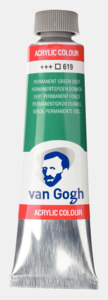 Permanentgroen donker Van Gogh Acrylic Colours / Acrylverf Royal Talens 40 ML Kleur 619