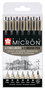 Sakura Pigma Micron Set 6 fineliners +1 Pigma Brush pen