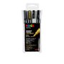 Uni Posca Marker (medium) set van 4 markers PC-5M Kleuren Goud Zilver - Wit - Zwart