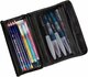 Derwent Artpack Etui zwart – compacte reisetui van canvas met twee vakken voor potloden, verf en accessoires opgeslagen 